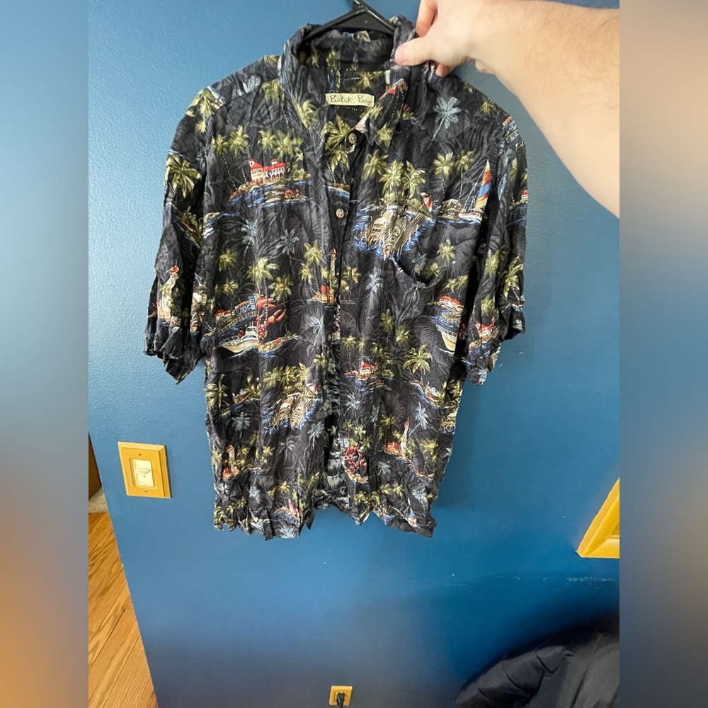 Men's Hawaiian Island Vibes Button Down Shirt - Black